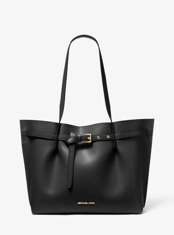 Damske Prenosná Taška Michael Kors Emilia Large Pebbled Leather Čierne - Kabelky Michael Kors Vypredaj | PBIFN-3560